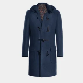 Blue Long Duffle coat with warm pockets