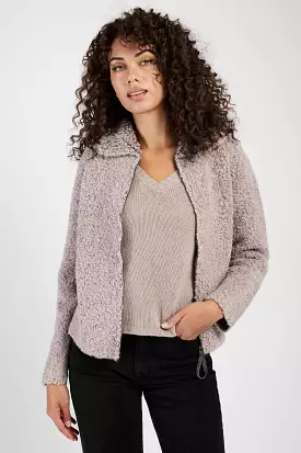 Bouclé Bomber Jacket in Nocciola and Pepe