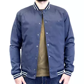 Buttoned Navy Varsity Jacket