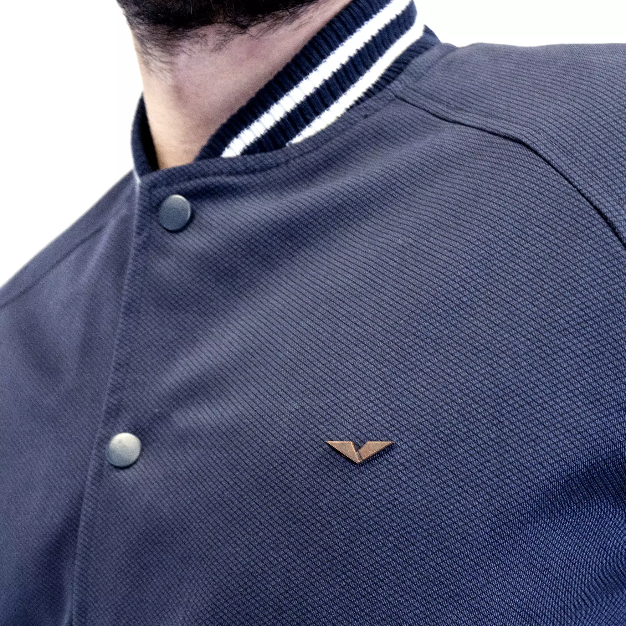 Buttoned Navy Varsity Jacket