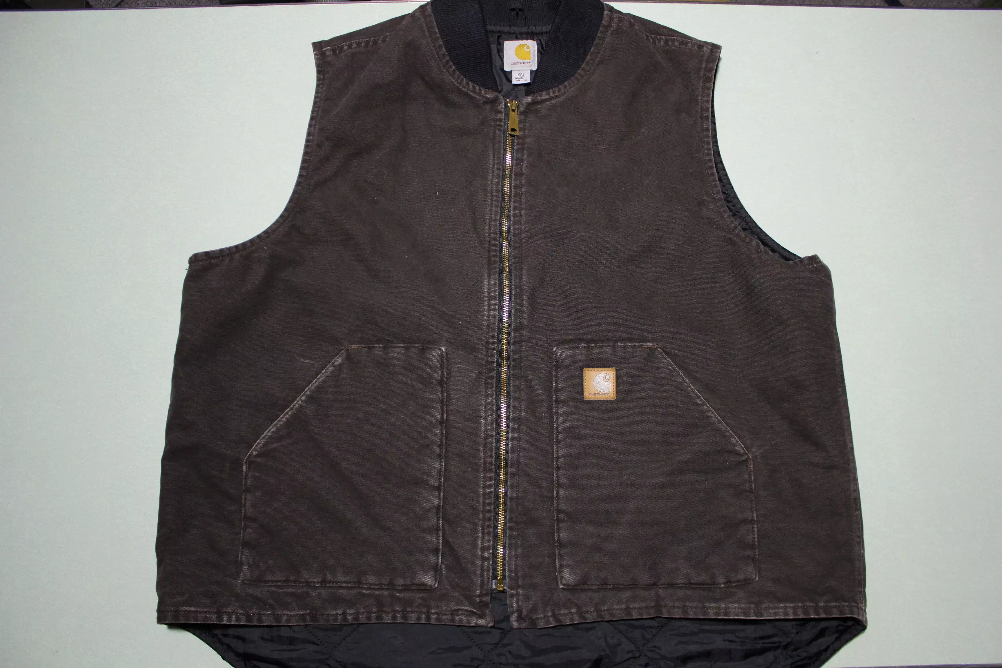 Carhartt V02 DKB Chocolate Dark Brown Quilt Lined Arctic Work Vest Jacket