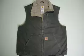 Carhartt V33 MOS Traditional Duck Arctic Fleece Lined Barn Chore Coat Work Vest Jacket