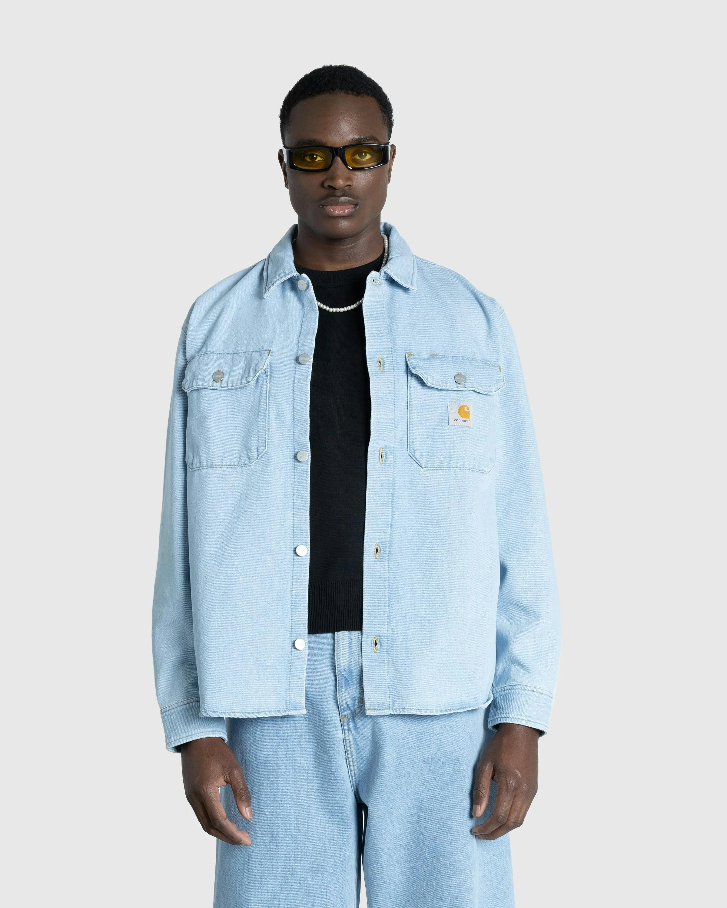 Carhartt WIP – Harvey Shirt Jacket Blue/Stone Bleached | Highsnobiety Shop