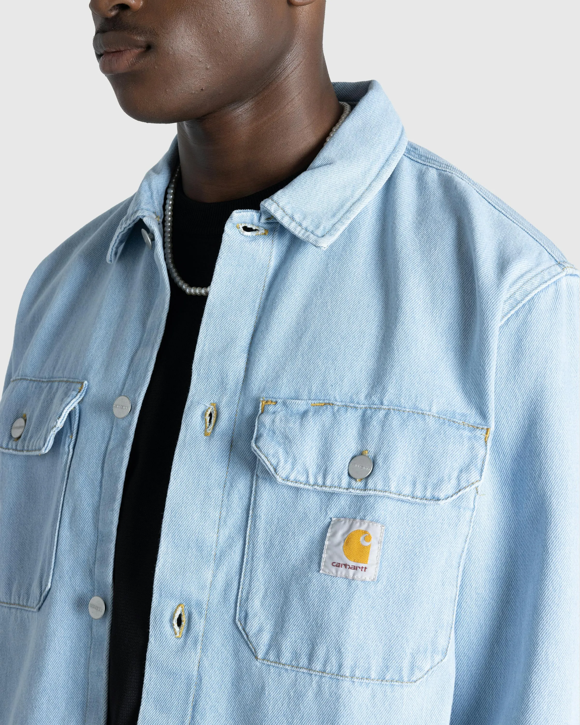 Carhartt WIP – Harvey Shirt Jacket Blue/Stone Bleached | Highsnobiety Shop