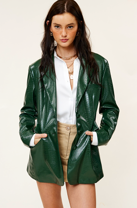 Cassandra Faux Leather Croc Blazer