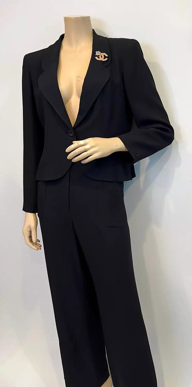 Chanel 02C 2002 Cruise Dark Navy Pants Jacket Suit Set FR 42 US 6/8