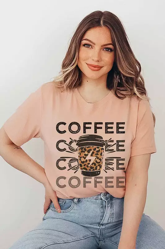 COFFEE LIGHTING LEOPARD GRAPHIC TEE