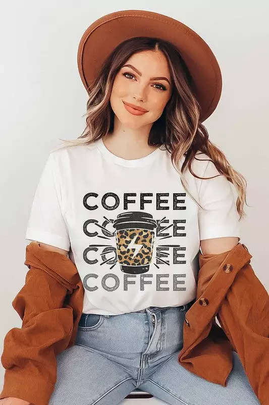 COFFEE LIGHTING LEOPARD GRAPHIC TEE