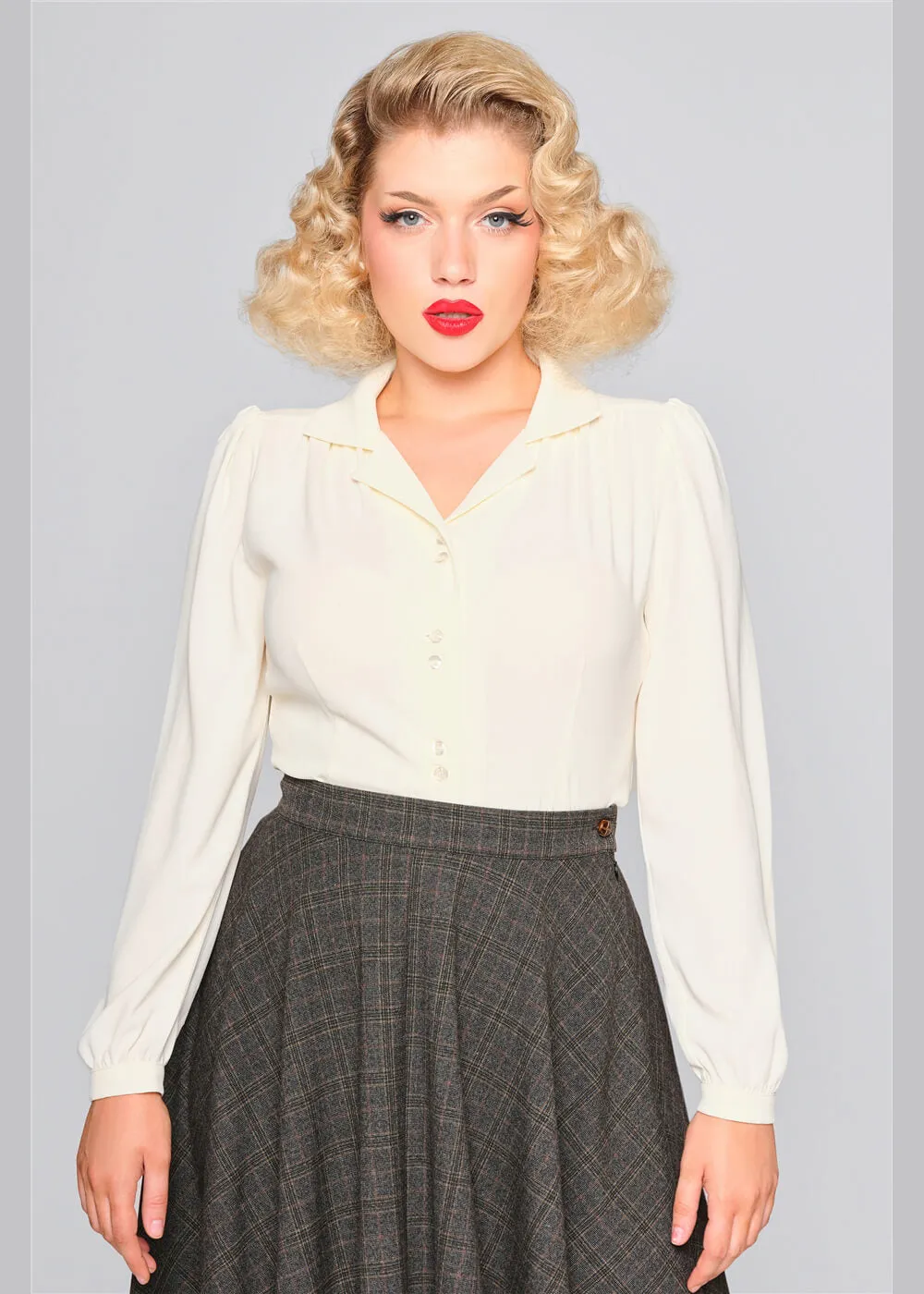 Collectif Pepper 40's Blouse Ivory