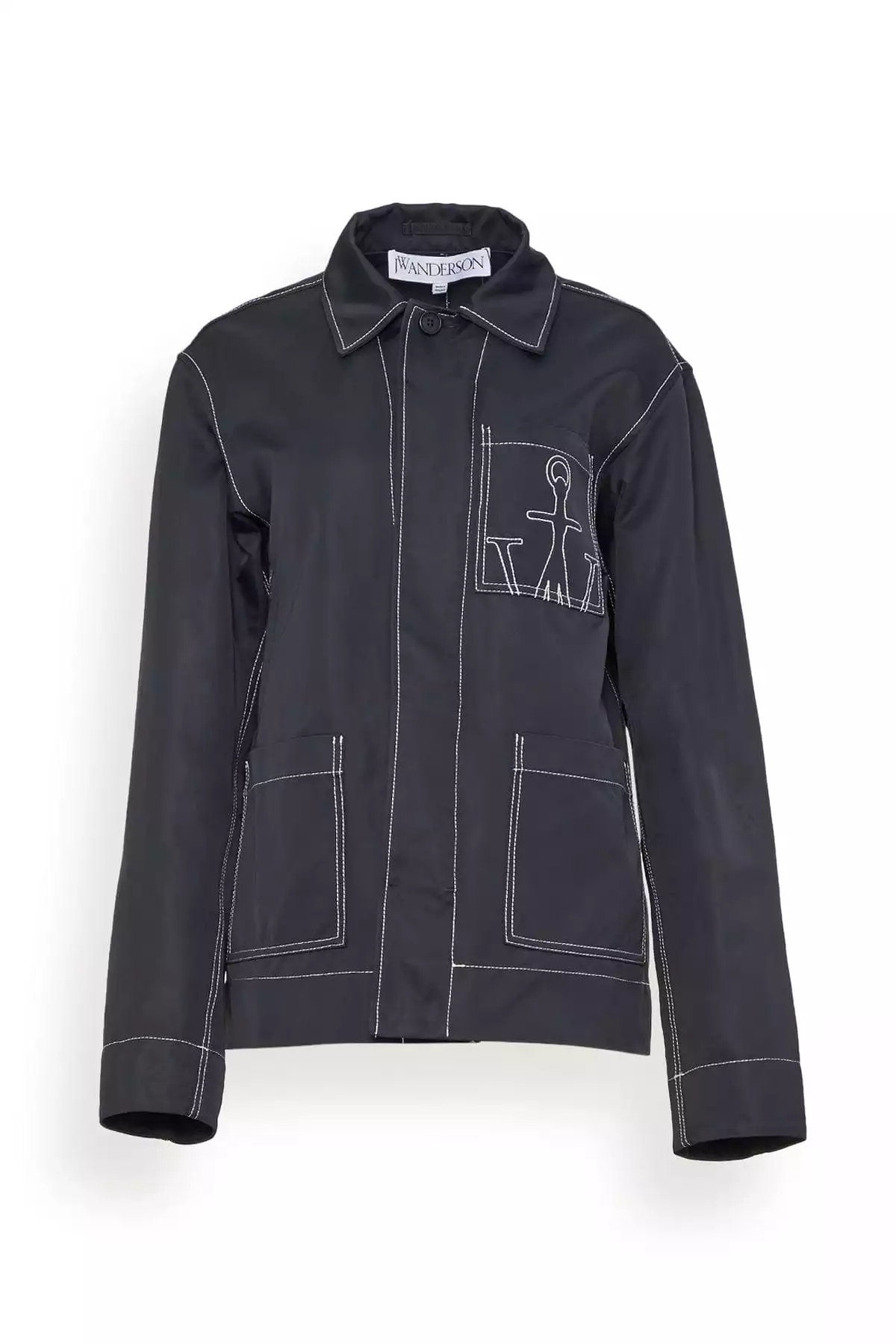 Contrast Seam Workwear Jacket in Black