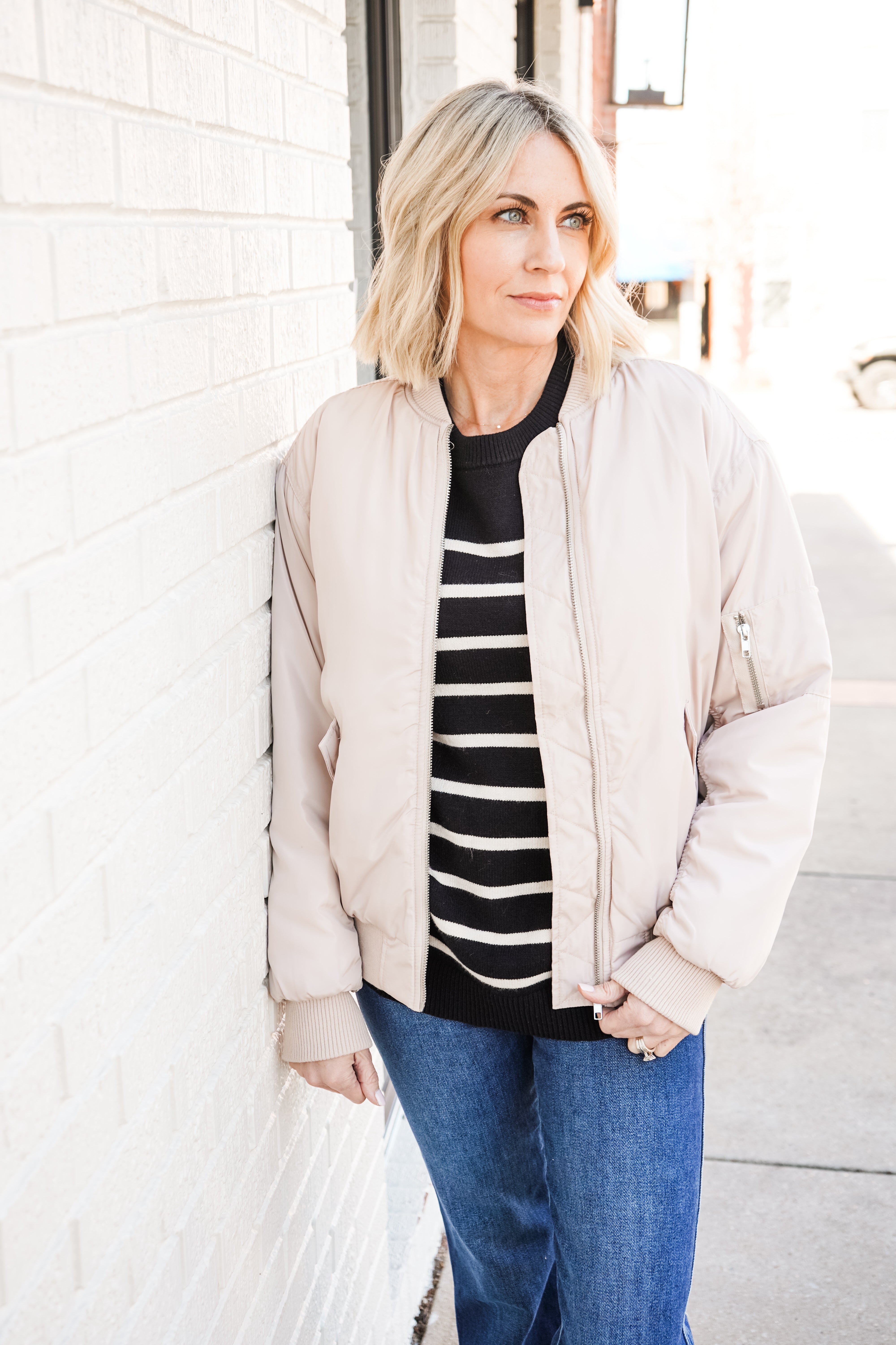 Core Solid Ruched Bomber Jacket