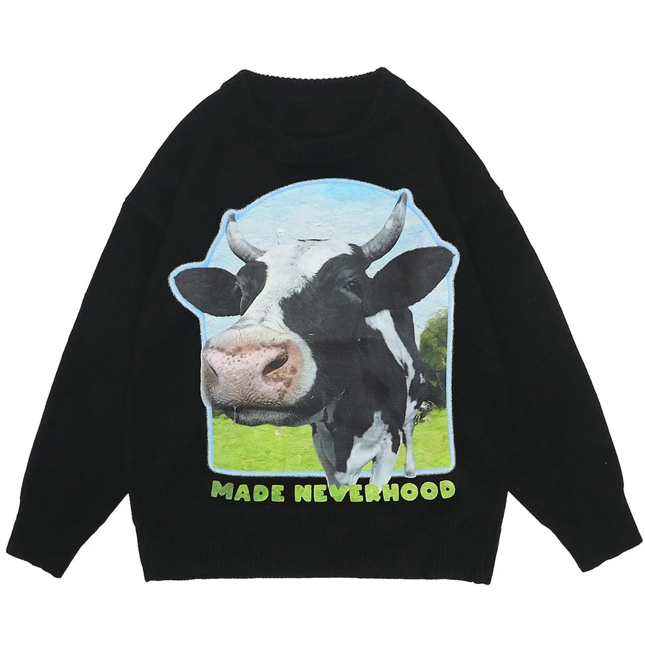 Cow Print Knit Sweater