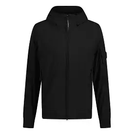 CP COMPANY SOFTSHELL HOODED ARM LENS JACKET BLACK