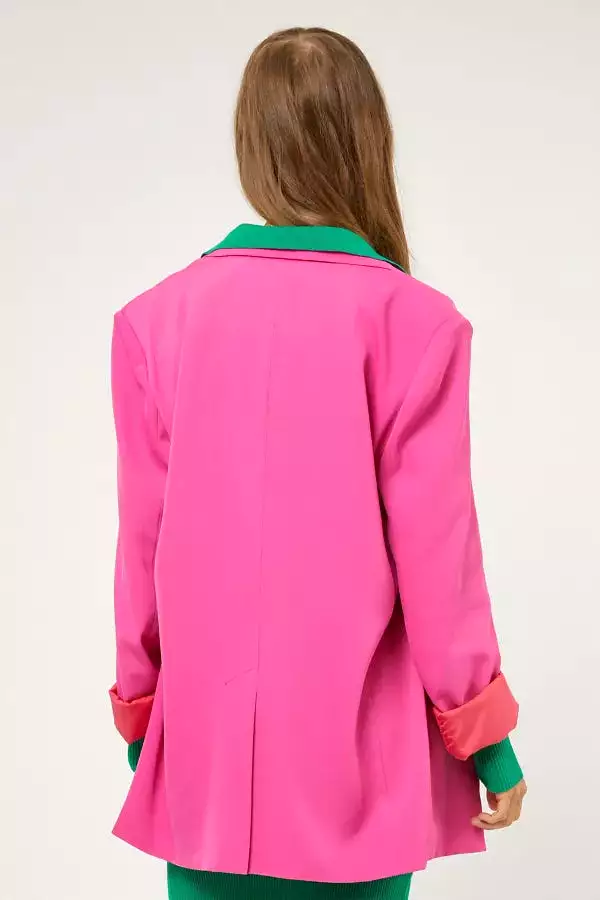 Davi & Dani Button Front Boyfriend Blazer