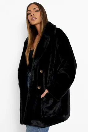 Double Breasted Faux Fur Coat