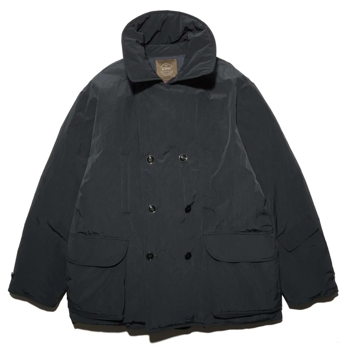 DOWN RIPSTOP PEA COAT - NAVY