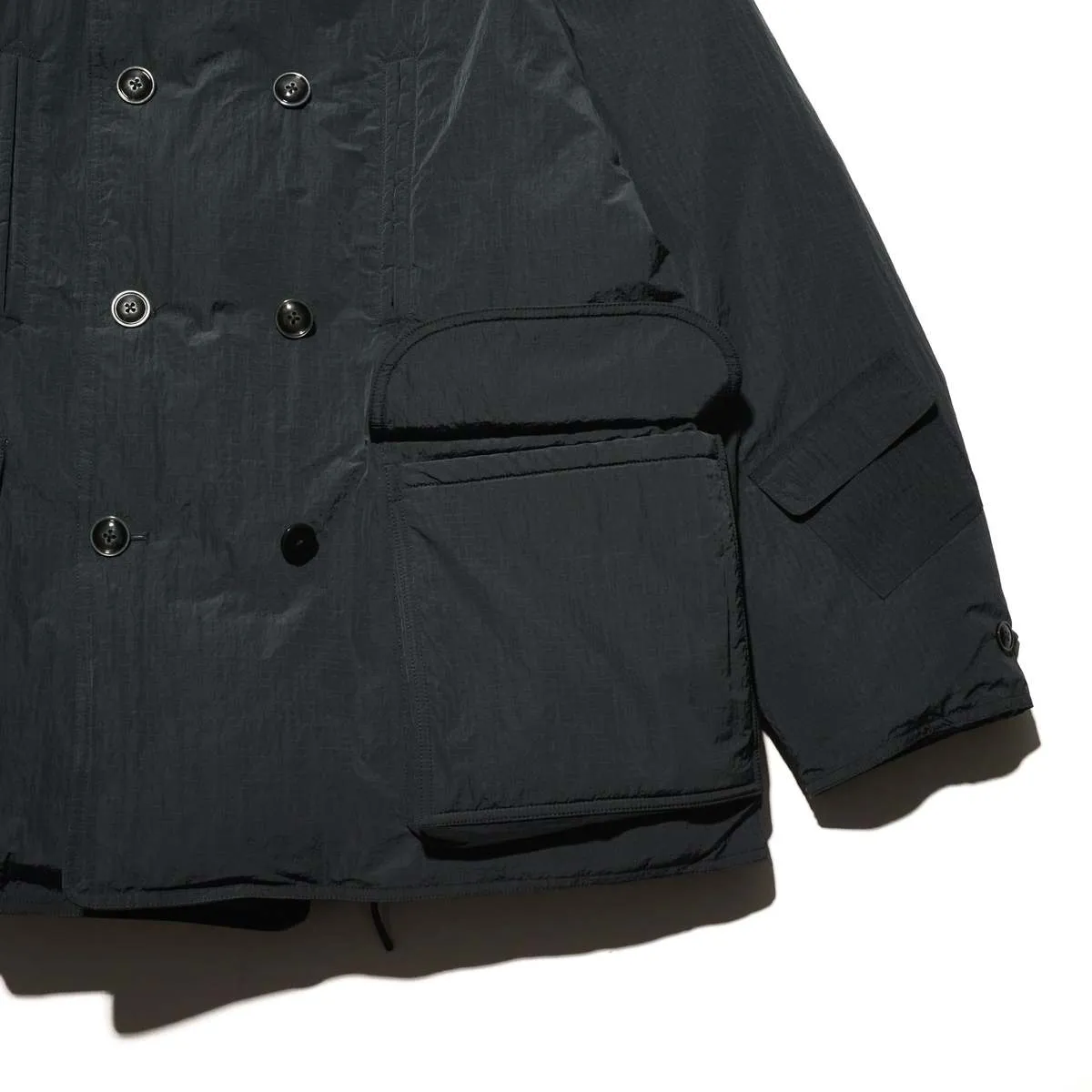 DOWN RIPSTOP PEA COAT - NAVY