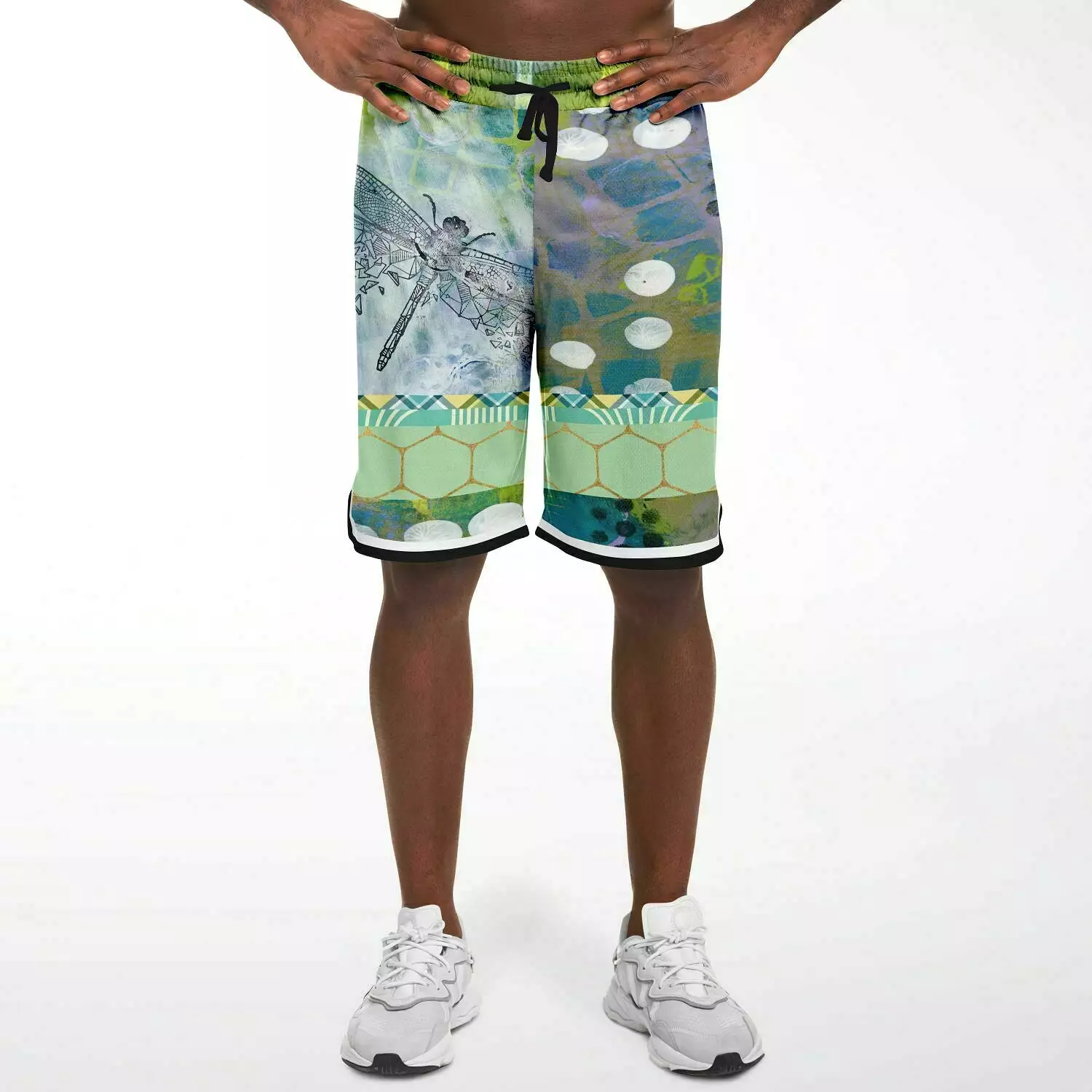 Dragonfly Abstract Print Basketball Shorts