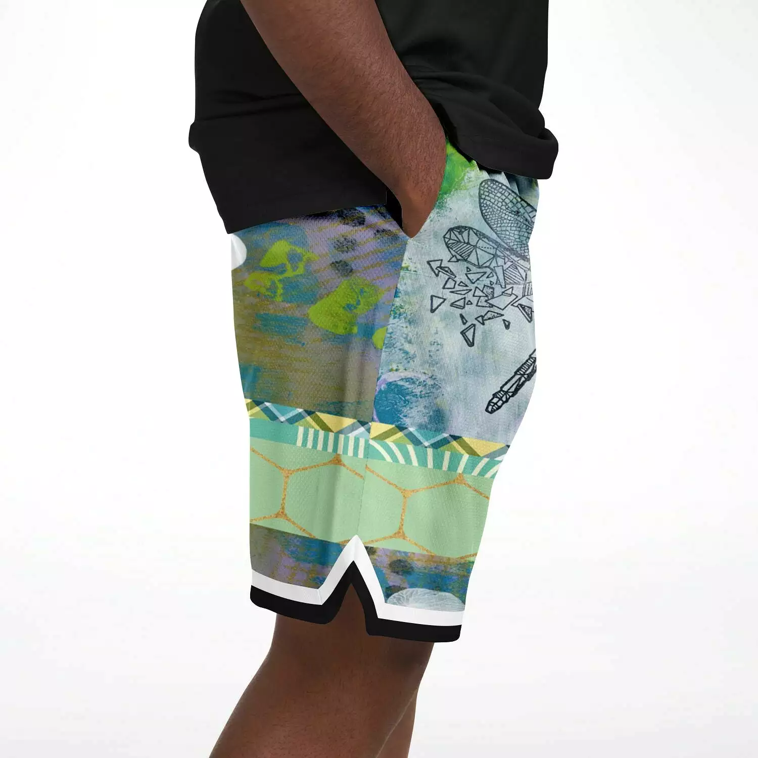 Dragonfly Abstract Print Basketball Shorts