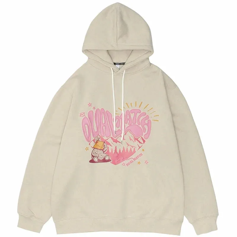 Dual Match Heart Shape Pullover Hoodie