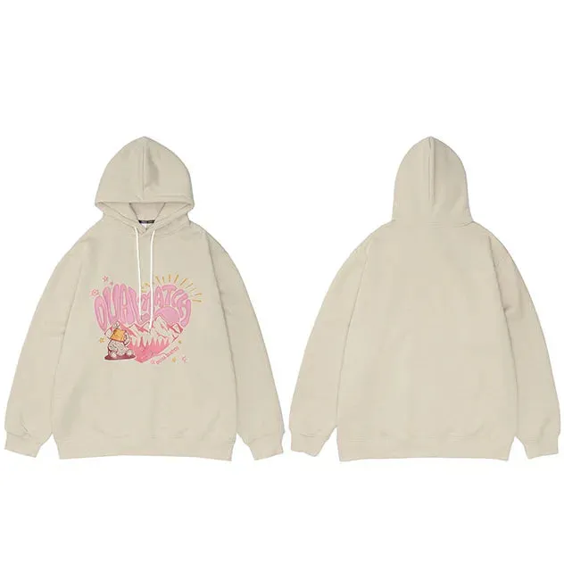 Dual Match Heart Shape Pullover Hoodie