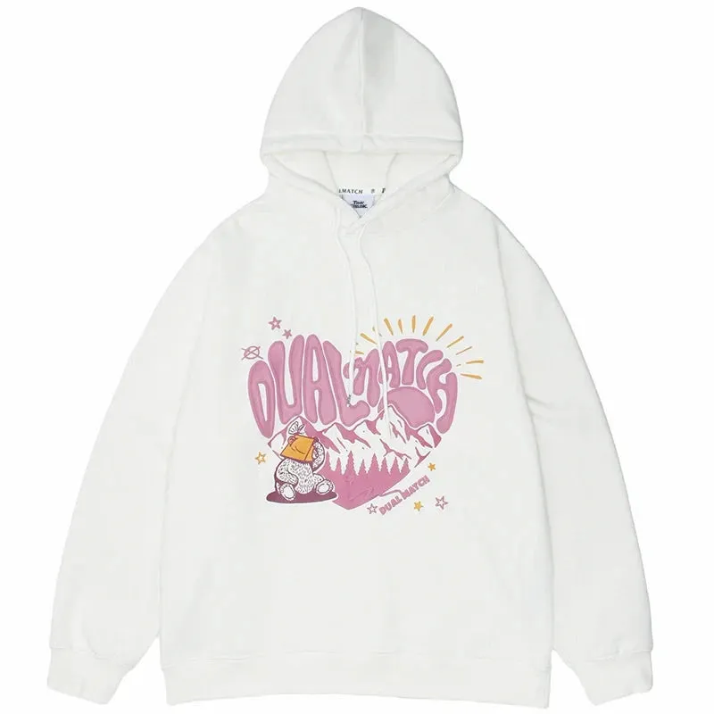 Dual Match Heart Shape Pullover Hoodie