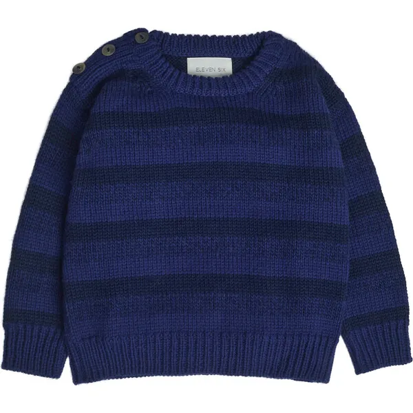 Eleven Six Oliver Striped Fisherman Sweater, Blue Combo