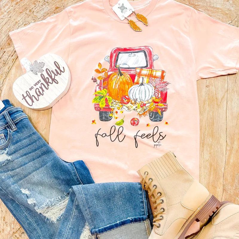 Fall Feels Soft Peach Graphic Tee