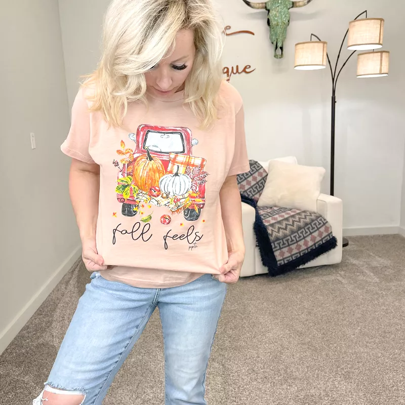 Fall Feels Soft Peach Graphic Tee