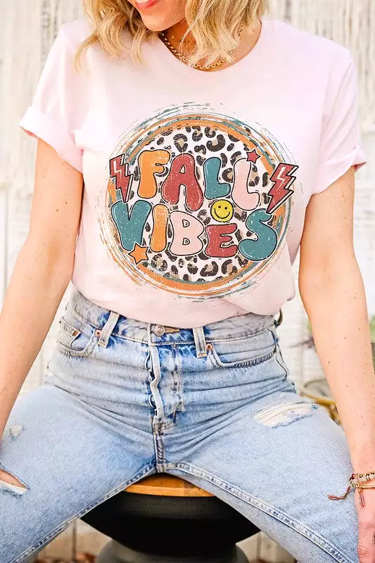 FALL VIBES LEOPARD GRAPHIC TEE PLUS SIZE