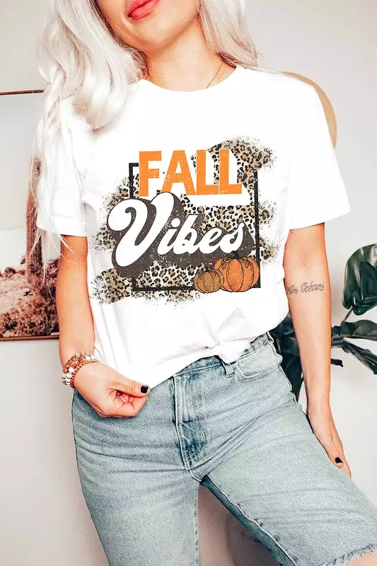 FALL VIBES PUMPKIN LEOPARD GRAPHIC TEE PLUS SIZE