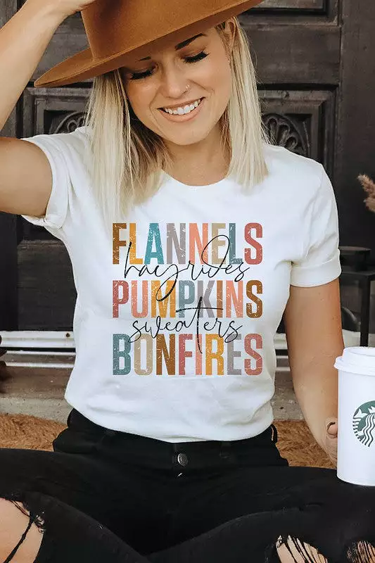 FLANNELS PUMPKINS BONFIRES GRAPHIC TEE PLUS SIZE