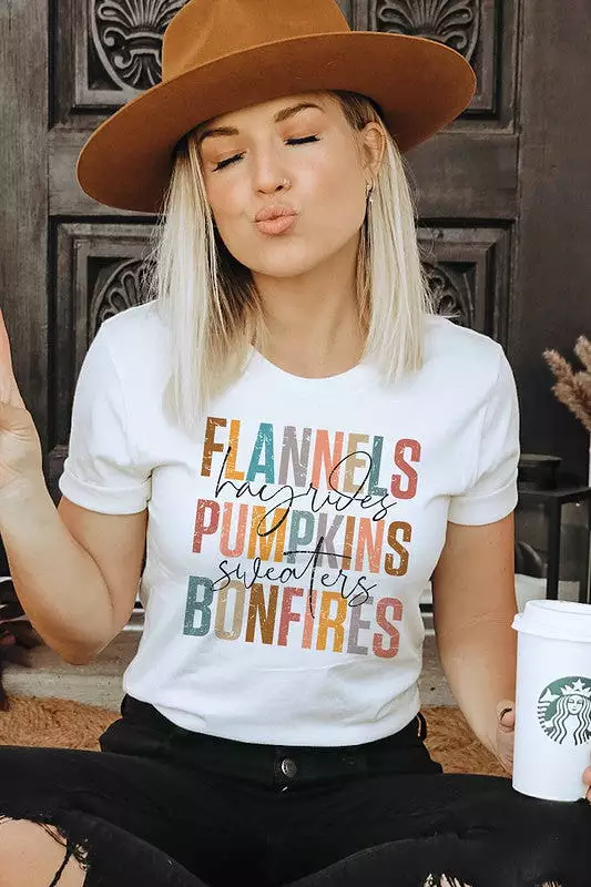 FLANNELS PUMPKINS BONFIRES GRAPHIC TEE PLUS SIZE