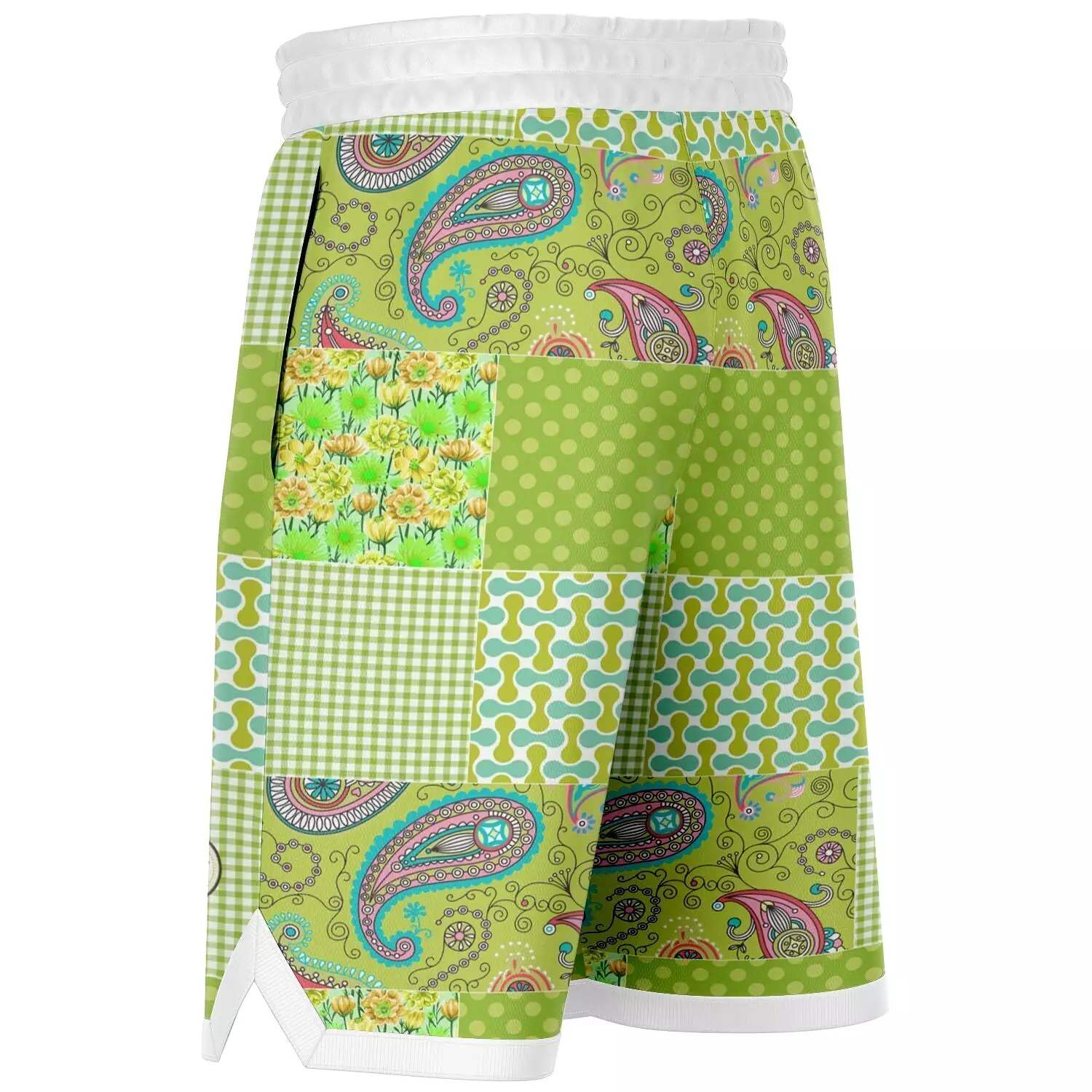 Green Anjou Pear Patchwork Basketball Shorts