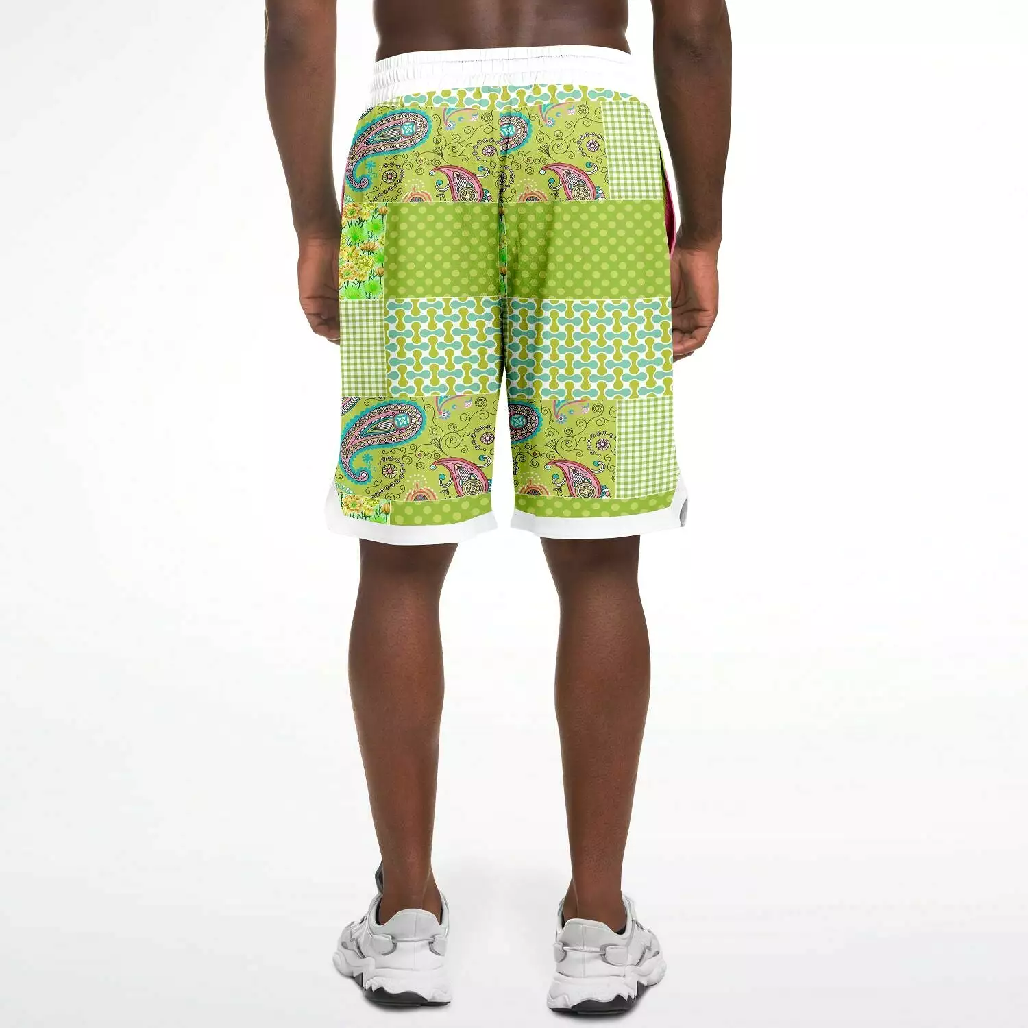 Green Anjou Pear Patchwork Basketball Shorts