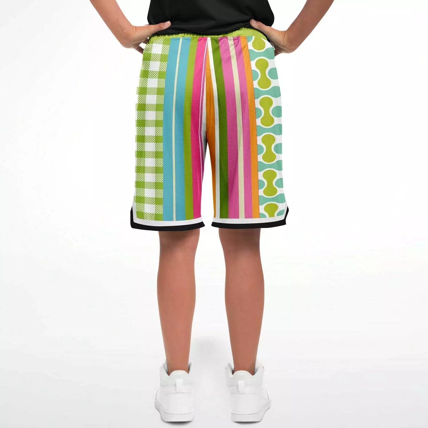 Green Anjou Pear Striped Basketball Shorts