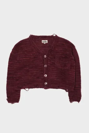 Hand Brushed Cardigan - Burgundy