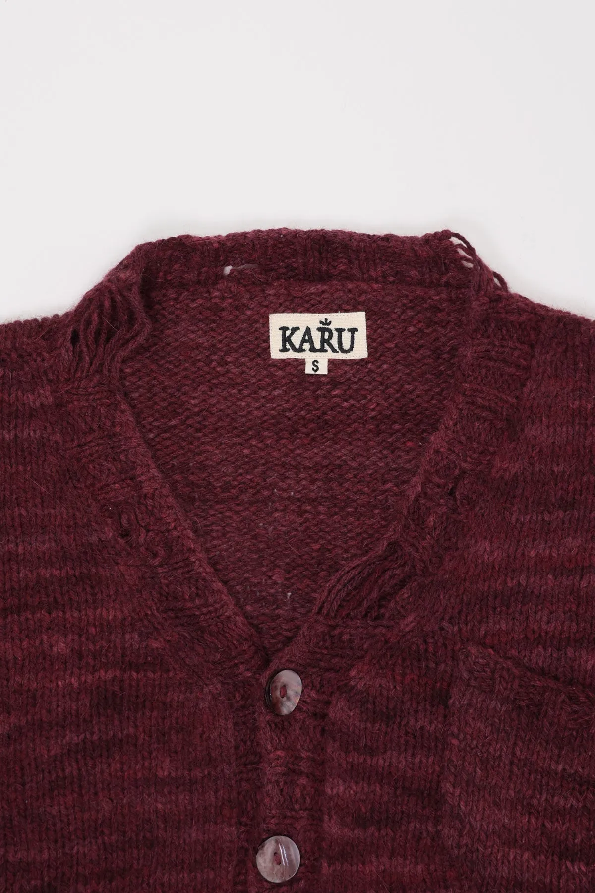 Hand Brushed Cardigan - Burgundy