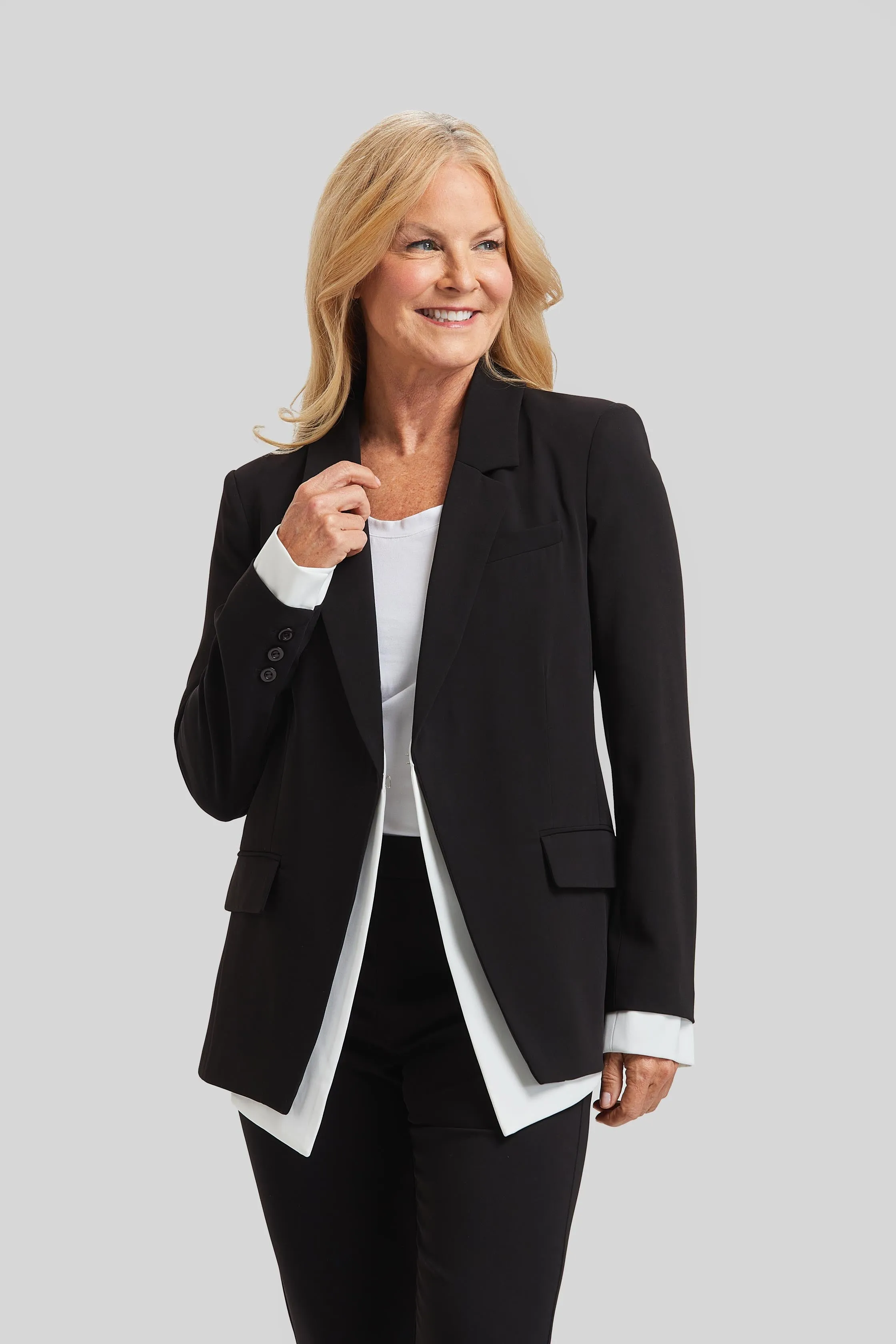 Hannah Shirt Tail Cuff Jacket- Journey Stretch- FINAL SALE