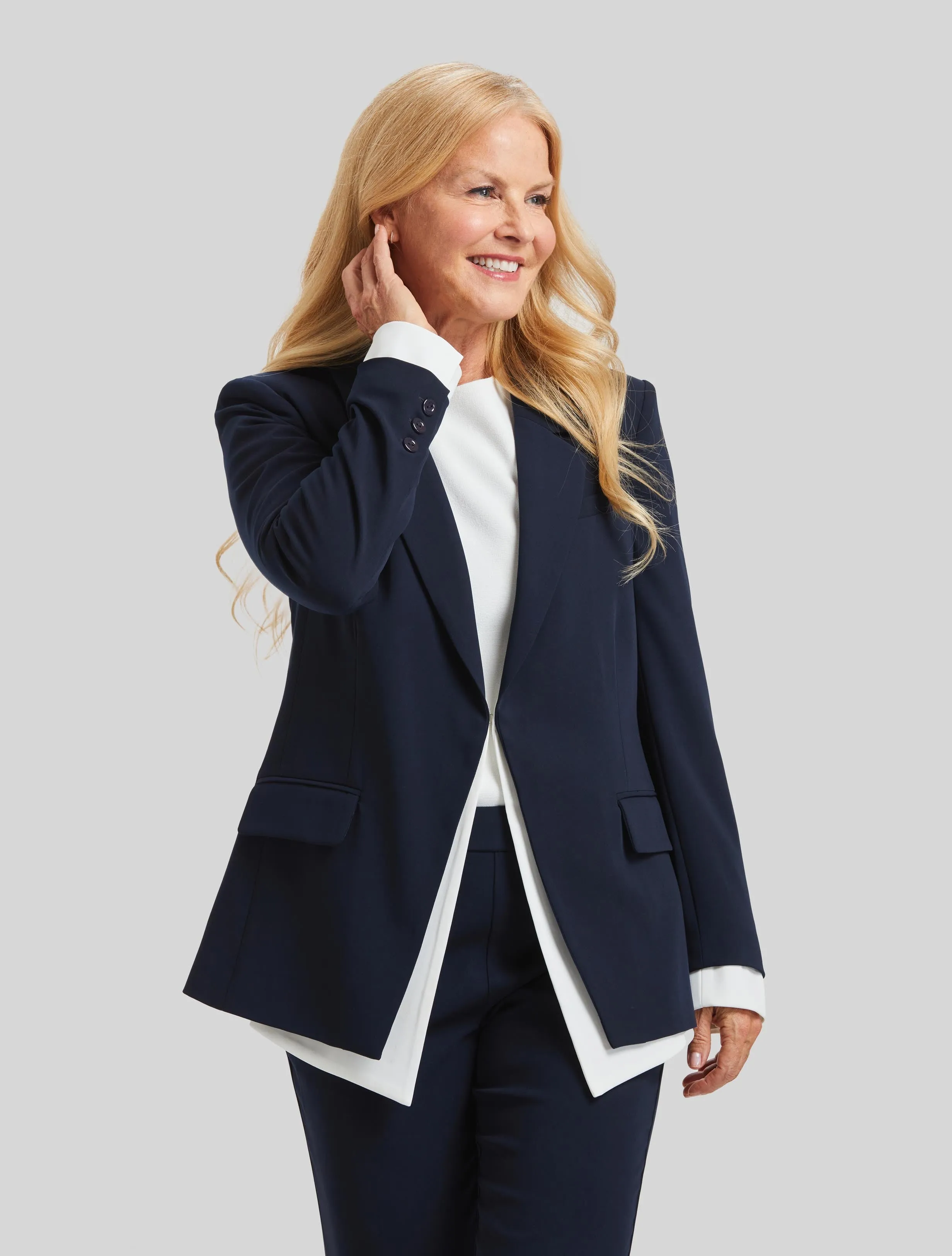 Hannah Shirt Tail Cuff Jacket- Journey Stretch- FINAL SALE