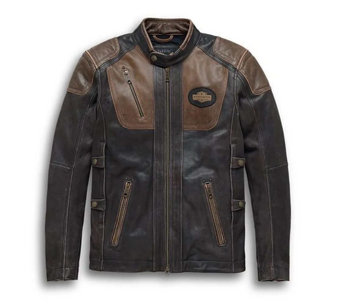 HARLEY DAVIDSON TRIPLE VENT SYSTEM BROWN LEATHER JACKET - HD-021