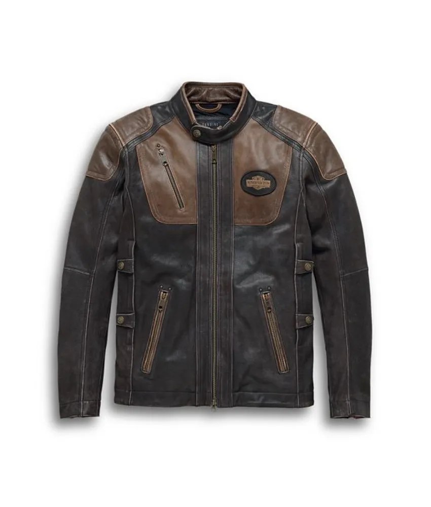 HARLEY DAVIDSON TRIPLE VENT SYSTEM BROWN LEATHER JACKET - HD-021