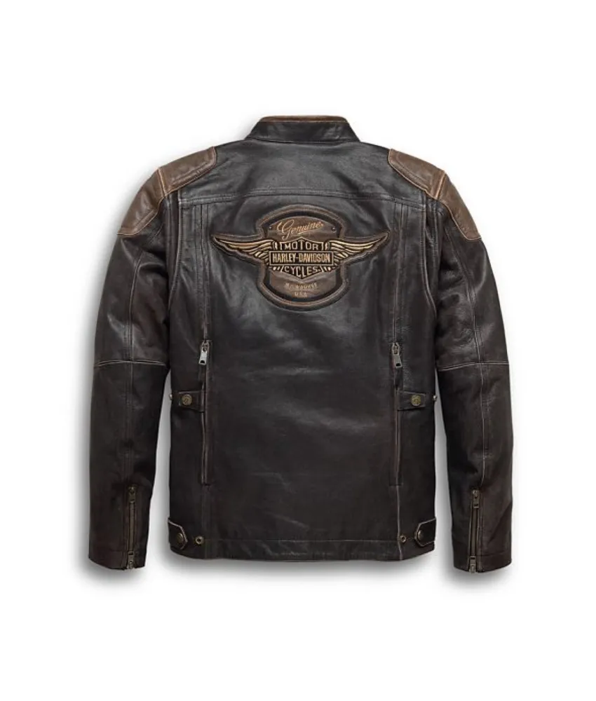 HARLEY DAVIDSON TRIPLE VENT SYSTEM BROWN LEATHER JACKET - HD-021