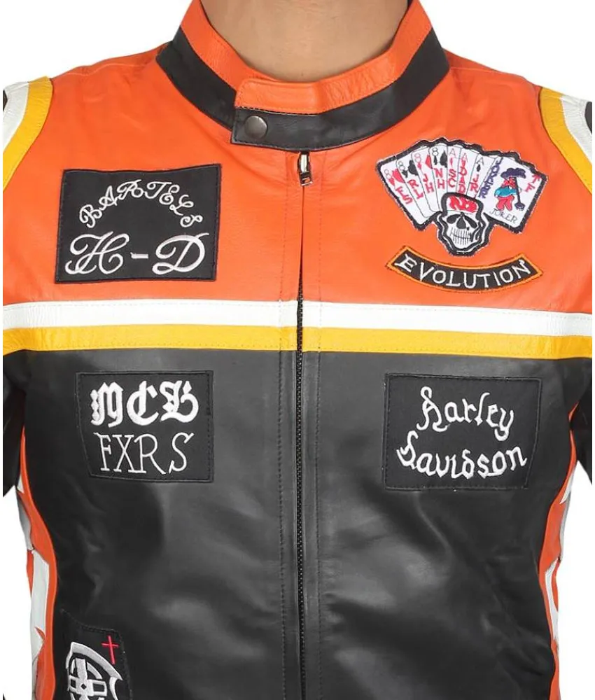 HARLEY DAVIDSON VINTAGE BIKER MOTORCYCLE LEATHER JACKET - TG-001