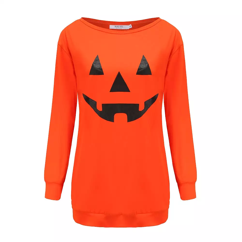 Haute Edition Women's Halloween Pumpkin Graphic Tee with Plus