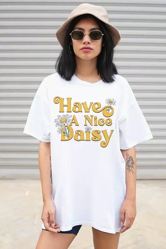 HAVE A NICE DAISY GRAPHIC TEE PLUS SIZE