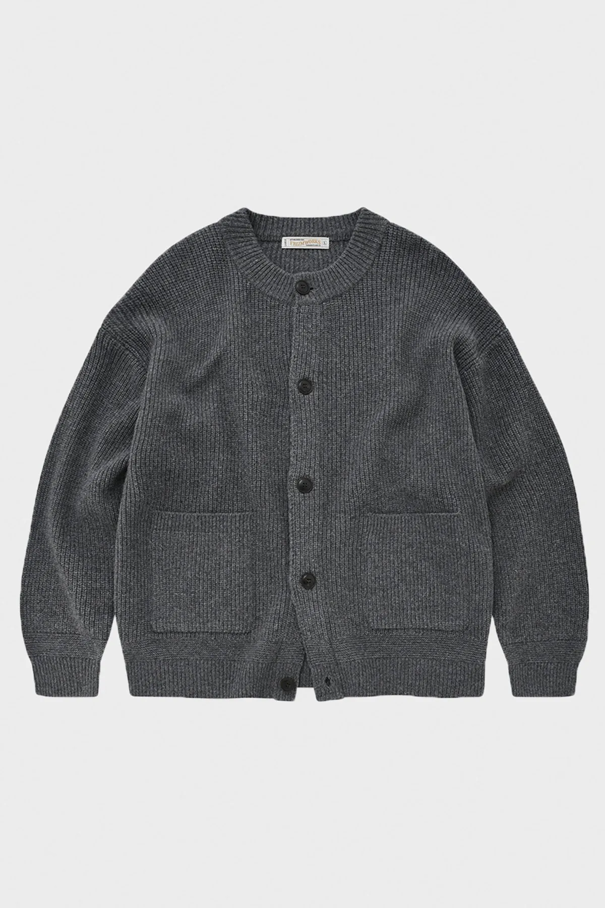 Heavy Wool Round Cardigan - Dark Gray