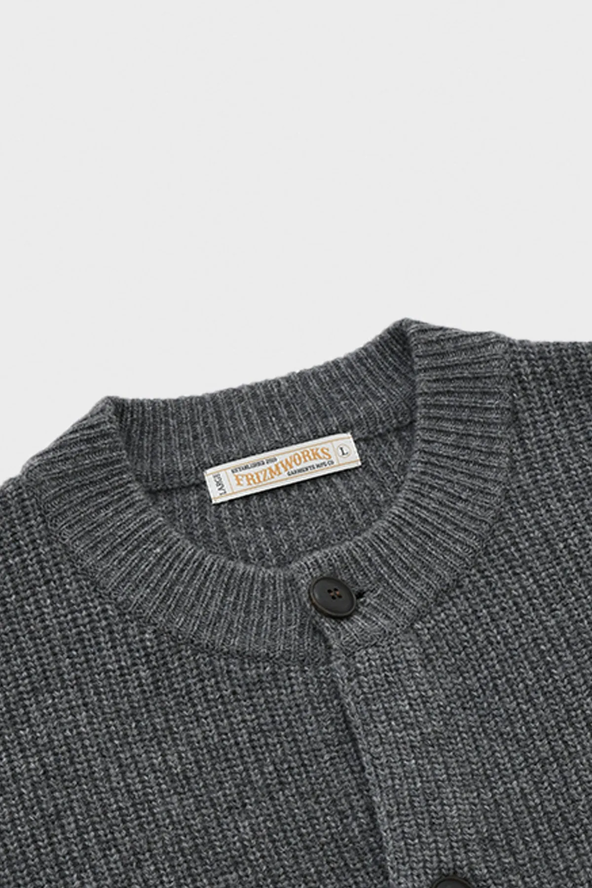 Heavy Wool Round Cardigan - Dark Gray