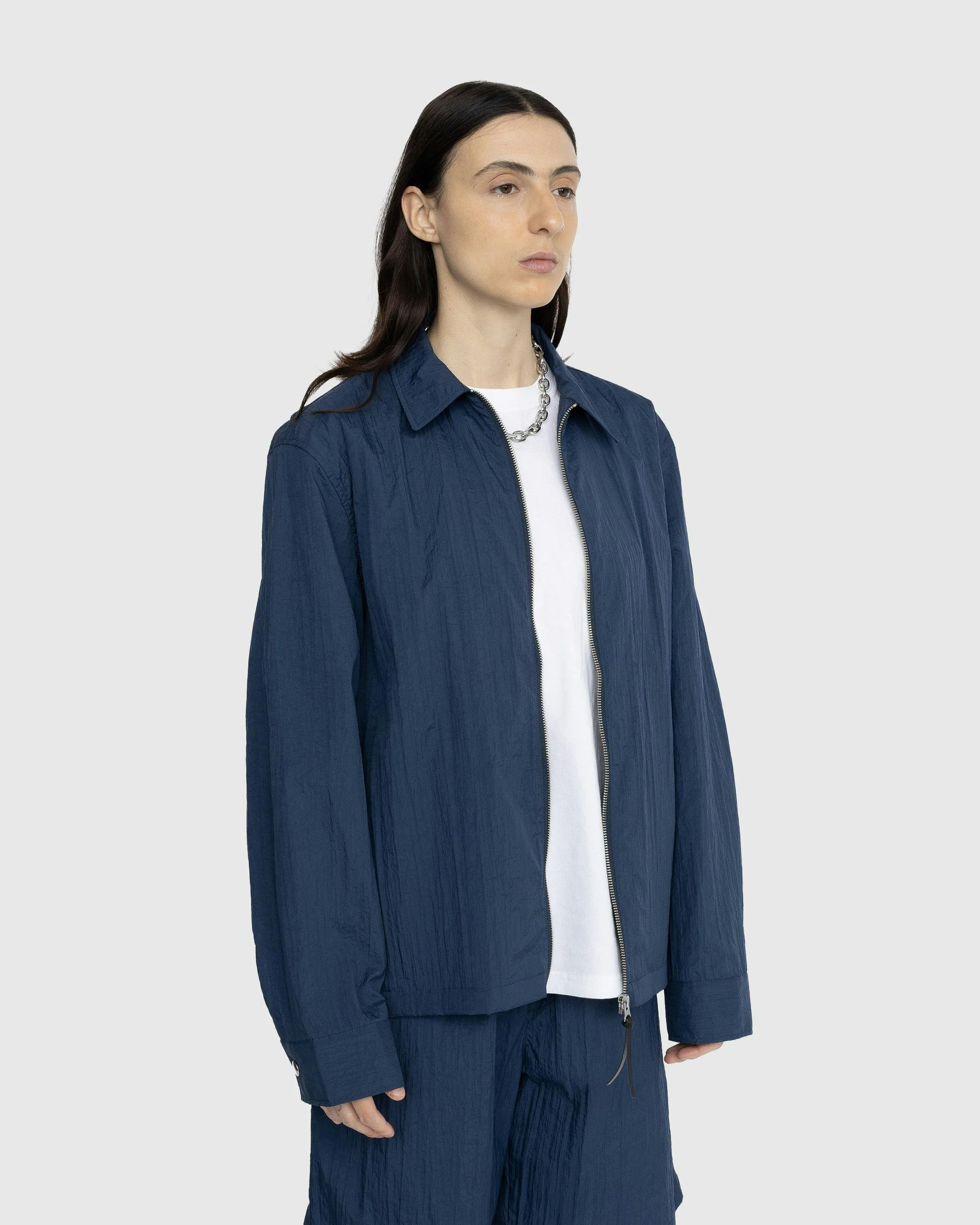 Highsnobiety – Texture Nylon Zipper Shirt Jacket Deep Blue | Highsnobiety Shop