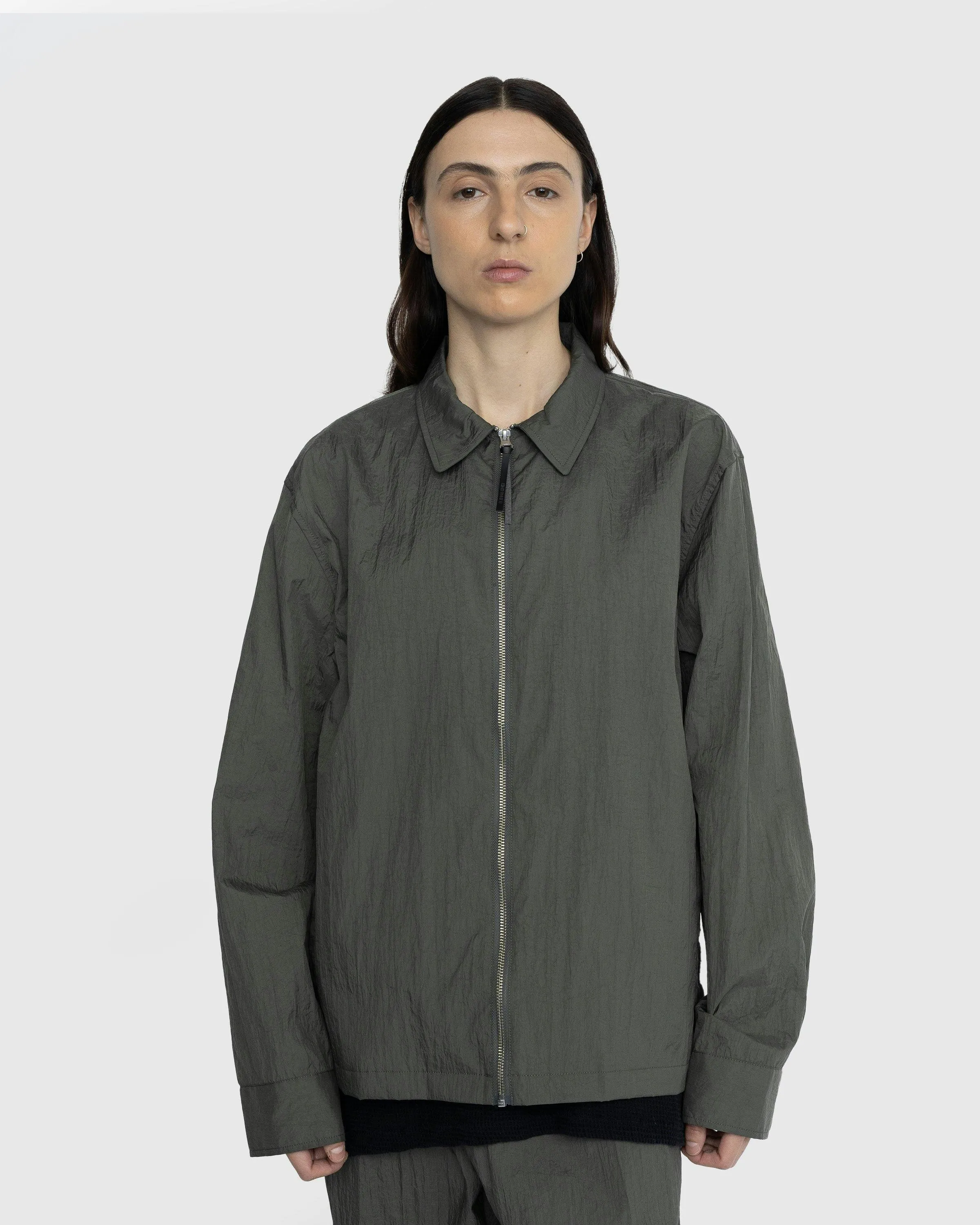 Highsnobiety – Texture Nylon Zipper Shirt Jacket Grey | Highsnobiety Shop